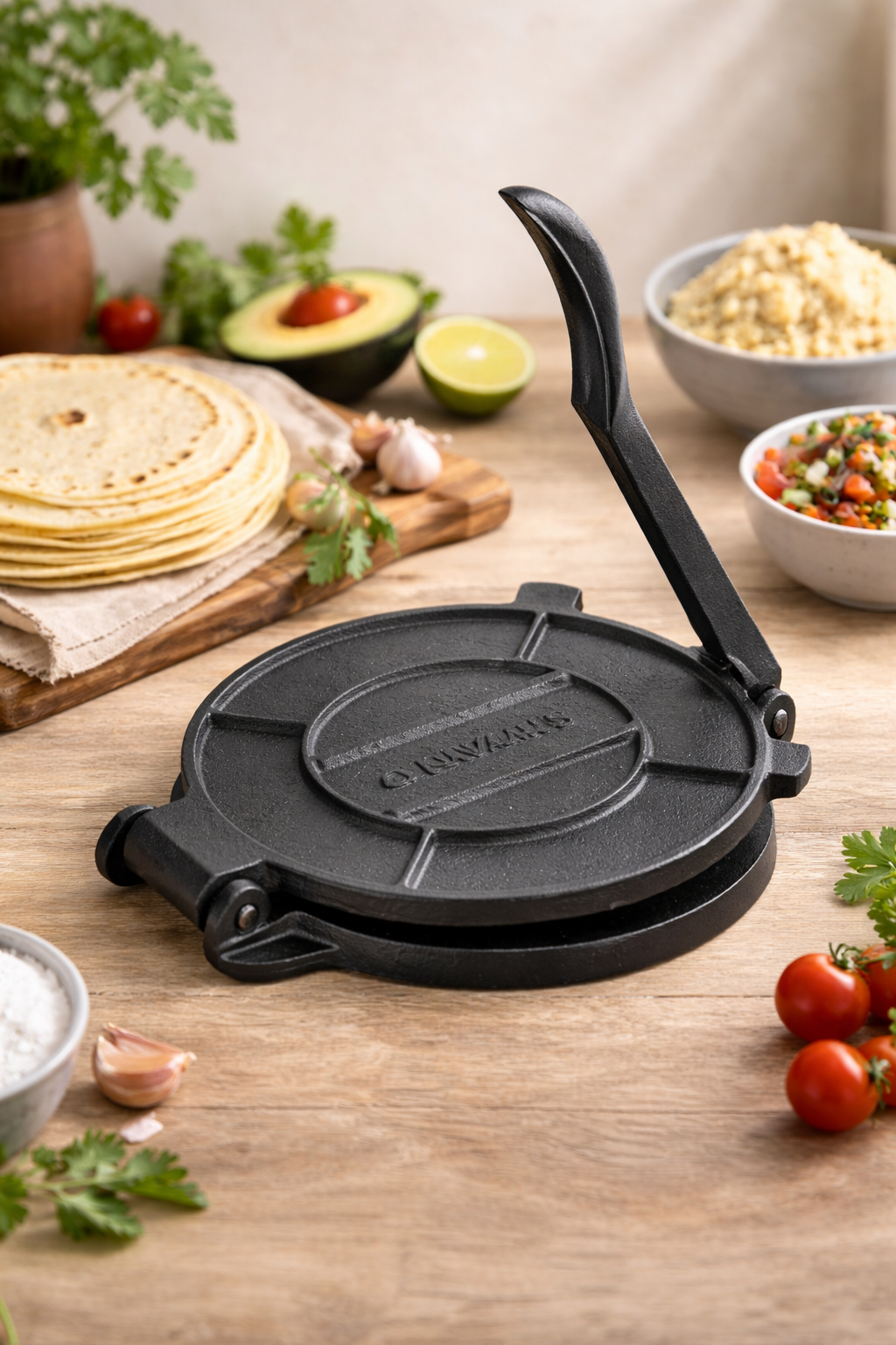 Navaris Tortilla Presse Gusseisen Ø20cm Taco Presse Teigpresse